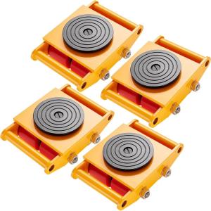 VEVOR 4PCS Machinery Skates Dollies, 17,637 lb Heavy Duty Equipment Moving Skates with 4 PU Wheels, 360° Rotation Non-Slip Cap, Low-Profile Industrial Mover Rollers for Factory, Warehouse, Workshop(4-Piece PU Wheels)