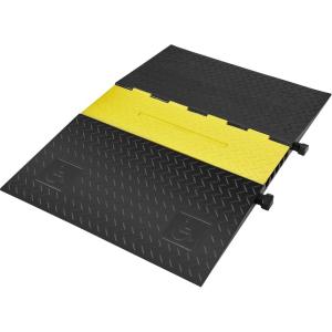 VEVOR 5 Channel Rubber Cable Protector Ramp, Heavy Duty 22000 lbs/axle Capacity Wire Hose Cord Cover Ramp, ADA Compliant Driveway Road Hump, Traffic Speed Bump w/Flip-Open Top Cover(5 Channel-1PC)