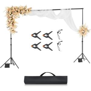VEVOR Backdrop Stand, 7 x 10 ft Adjustable Photo Backdrop Stand Kit, Portable Background Backdrop Stand with 3 Crossbars, Heavy Duty Projector Screen Stand, for Wedding, Photo Video Studio & Party(10 x 10 Ft)