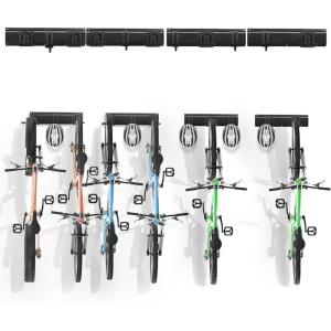 VEVOR Bike Storage Rack, 6 Bike Racks and 3 Helmets Hooks, Wall Mount Bike Storage Hanger, Home & Garage Organizer, Customizable for Various Bike Sizes, Adjustable Holder, Holds Up to 300 lbs, 48-inch(Bike Storage Rack)