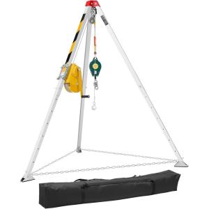 VEVOR Confined Space Tripod Kit, 1800 lbs Winch, Confined Space Tripod 7′ Legs and 98′ Cable, Confined Space Rescue Tripod 32.8′ Fall Protection, Harness, Storage Bag for Traditional Confined Spaces(1800lbs 65ft)