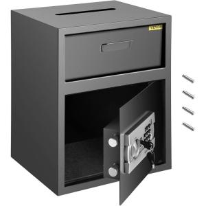 VEVOR Digital Depository Safe 1.7 Cubic Feet Made of Carbon Steel Electronic Code Lock Depository Safe with Deposit Slot with Two Emergency Keys Depository Box for Home Hotel Restaurant and Office