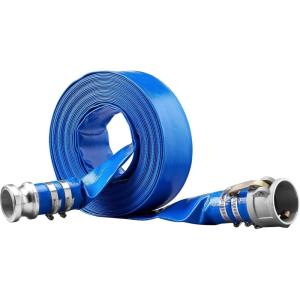 VEVOR Discharge Hose, 1-1/2″ x 100′, PVC Fabric Lay Flat Hose, Heavy Duty Backwash Drain Hose with Clamps, Weather-proof & Burst-proof, Ideal for Swimming Pool & Water Transfer, Blue(03 2″ x 50′ with connector)