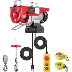 VEVOR Electric Hoist with Remote Control, 440 lbs Material Handling Tool, 110V Electric Hoist with 14ft Remote Control for Factories, Warehouses, Construction Site, Attic(440lbs Wired)