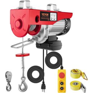VEVOR Electric Hoist with Remote Control, 440 lbs Material Handling Tool, 110V Electric Hoist with 14ft Remote Control for Factories, Warehouses, Construction Site, Attic(1760lbs Wired)