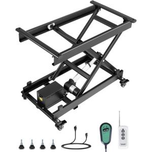VEVOR Electric Lift Table, 330 lbs Capacity Single Scissor Lift Table, 8-28 in Height Adjustable Lifting Platform, Coffee Table Lift with 4 Wheels, for Material Handling and Transportation, Black(Black)