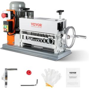 VEVOR Electric Wire Stripping Machine, 0.06”-1.42” Automatic Wire Stripper Machine, 370 W, 88 ft/min Wire Stripper with An Extra Manual Crank, 11 Channels Electric Wire Stripper, Copper Stripper(Electric 370W)