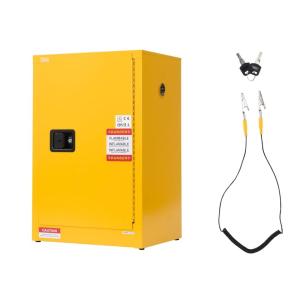 VEVOR Flammable Cabinet 18″ x 43″ x 50″, Cold-Rolled Steel Flammable Liquid Storage Cabinet 34 Gal with 2 Adjustable Shelves/2 Manual Closing Doors for Industrial Use, Yellow(18″ x 23″ x 35″)