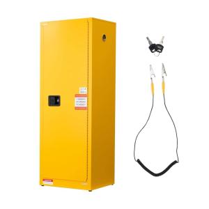 VEVOR Flammable Cabinet 18″ x 43″ x 50″, Cold-Rolled Steel Flammable Liquid Storage Cabinet 34 Gal with 2 Adjustable Shelves/2 Manual Closing Doors for Industrial Use, Yellow(18″ x 23″ x 65″)