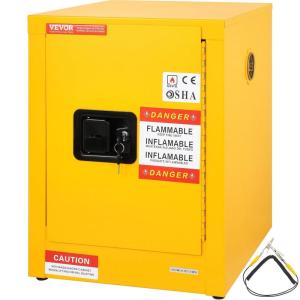 VEVOR Flammable Cabinet 18″ x 43″ x 50″, Cold-Rolled Steel Flammable Liquid Storage Cabinet 34 Gal with 2 Adjustable Shelves/2 Manual Closing Doors for Industrial Use, Yellow(17″ x 17″ x 22″)