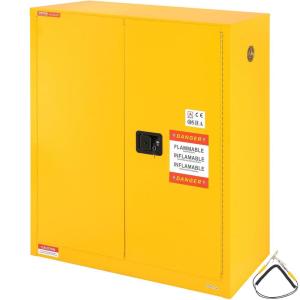 VEVOR Flammable Cabinet 18″ x 43″ x 50″, Cold-Rolled Steel Flammable Liquid Storage Cabinet 34 Gal with 2 Adjustable Shelves/2 Manual Closing Doors for Industrial Use, Yellow(18″ x 43″ x 50″)