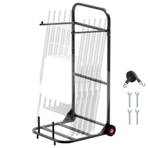 VEVOR Folding Chair Rack, 300 LBS Capacity, L-Shape Horizontal Placement Chair Cart for 25 Chairs, Heavy-Duty Metal Chair Storage Dolly with Rubber Wheels and Holders, Large Chair Holder, Matte Black(Hanging type)