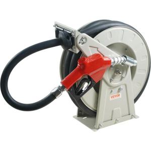 VEVOR Fuel Hose Reel, 1″ x 50′, Extra Long Retractable Diesel Hose Reel, Heavy-Duty Carbon Steel Construction with Automatic Fuel Nozzle, NBR Rubber Hose for Aircraft Ship Vehicle Tank Truck, 300 PSI(3/4″ 50 Ft)