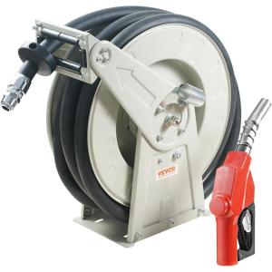VEVOR Fuel Hose Reel, 1″ x 50′, Extra Long Retractable Diesel Hose Reel, Heavy-Duty Carbon Steel Construction with Automatic Fuel Nozzle, NBR Rubber Hose for Aircraft Ship Vehicle Tank Truck, 300 PSI(3/4″ 60 Ft)