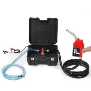 VEVOR Fuel Transfer Pump, 12V DC 10 GPM 1/4 HP, Portable Electric Diesel Transfer Pump with Automatic Shut-Off Fuel Nozzle, High Flow, Long Inlet & Outlet Hose for Diesel, Kerosene, Transformer Fuel(12V 10GPM with Carry Case)