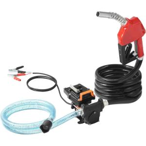 VEVOR Fuel Transfer Pump, 12V DC 15 GPM 1/4 HP, Portable Electric Diesel Transfer Pump with Auto Shut-Off Fuel Nozzle, Long Inlet & Outlet Hose for Gasoline, Diesel, Kerosene, Methanol Blends