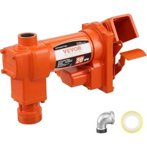 VEVOR Fuel Transfer Pump, 12V DC 16 GPM 1/4 HP, Gasoline Extractor Pump with Automatic Nozzle, Discharge Hose & Suction Pipe for Gasoline, Diesel, Kerosene, Ethanol & Methanol Blends, and Biodiesel(12V 20GPM without Accessories)