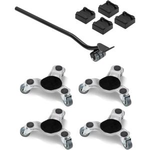 VEVOR Furniture Dolly, 4 Pack 6-Inch Steel Tri-Dolly with 360° PP Swivel Wheels and Non-Slip Cap, 3 Wheels Furniture Lift Mover Tool Set for Moving Heavy Furniture Refrigerator Sofa(4 Pack 6-Inch)