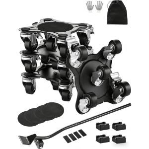 VEVOR Furniture Dolly, Heavy Duty Furniture Movers with 5 x 360° Rotation Wheels, Carbon Steel Panel, Furniture Lift Slider Tool Set for Appliances, Sofa, Fridge, Washing Machine(6.3”x6.3”)