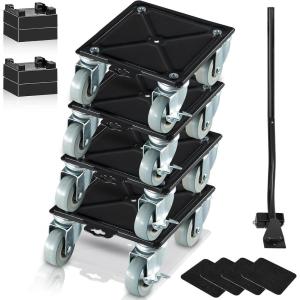 VEVOR Furniture Dolly, Heavy Duty Furniture Movers with 5 x 360° Rotation Wheels, Carbon Steel Panel, Furniture Lift Slider Tool Set for Appliances, Sofa, Fridge, Washing Machine(4 Pack- 6.4”x6.9”)