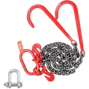 VEVOR G80 V Bridle Chain, 5/16″ x 3′ Towing Chain Bridle with R Hooks, T Hooks, J Hooks and Grab Hooks, Transport Tow Chain Bridle with 10800 lbs Safe Working Load for Flatbed Truck Wrecker Recovery(3/8Inch x 3FT)