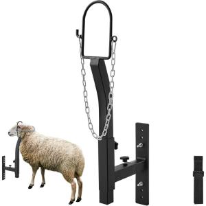 VEVOR Goat & Sheep Stand, 51×23 inch Livestock Stand, Metal Livestock Milking and Shearing Stand 21″ to 33″ Adjustable Height, with Headpiece and Nose Loop, 500lbs Loading Weight, Black(Black Goat Stand Head Piece)