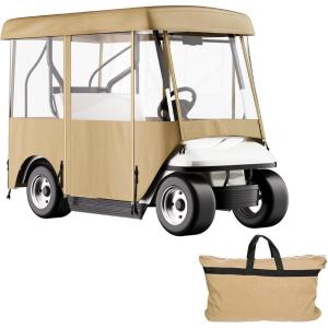 VEVOR Golf Cart Enclosure, Polyester Driving Enclosure, Club Car Covers Universal Fits for Most Brand Carts, Sunproof and Dustproof Outdoor Cart Cover(300DBeige 78.7×43.3×62.2″)