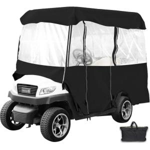 VEVOR Golf Cart Enclosure, Polyester Driving Enclosure, Club Car Covers Universal Fits for Most Brand Carts, Sunproof and Dustproof Outdoor Cart Cover(300D 86.6×43.3×62.2″)