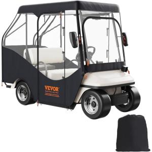 VEVOR Golf Cart Enclosure, Polyester Driving Enclosure, Club Car Covers Universal Fits for Most Brand Carts, Sunproof and Dustproof Outdoor Cart Cover(420D 97x43x55″)