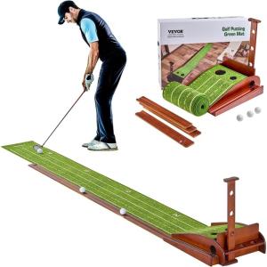VEVOR Golf Putting Mat, Putting Green Indoor, Putting Matt for Indoors, Sports Spin n Putt Golf Game, Perfect Practice Putting Mat, Golf Putting Mats Practice Auto-Ball Return(2 Holes)