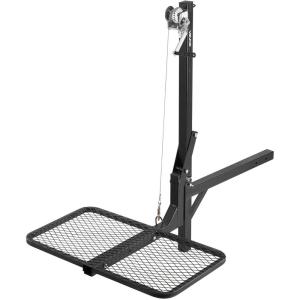 VEVOR Hitch Deer Hoist with Lifting System Platform, 300 lbs Load Capacity, Game Hoist Winch Lift with 2-inch Receiver, 360-Degree Swivel Shaft & Foldable, Hitch-Mounted Deer Hanger for Moving Game(300 lbs)