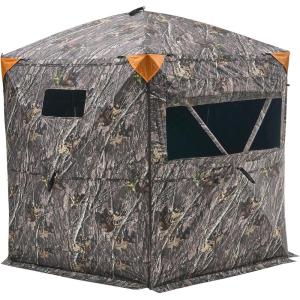 VEVOR Hunting Blind，See Through Ground Blinds with Carrying Bag, 360 Degree Portable Camouflage Tent，Durable Concealed Shelter with Silent Side Door and Window, for Turkey and Deer(6-7 Person (H-79”))