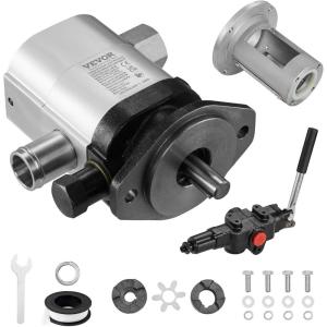 VEVOR Hydraulic Log Splitter Pump Kit, 22GPM, 2 Stage 4000PSI Aluminum Hydraulic Gear Pump, with Valve Coupling Installation Base 3/4” NPT Outlet 3600 RPM, for Small Engine Mounting Log Splitter