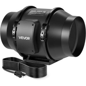 VEVOR Inline Duct Fan, 6-Inch 400 CFM with Variable Speed Controller, Quiet AC-Motor Ventilation Exhaust Fan for Cooling Booster, Grow Tents, Hydroponics(6″ Inline Fan)