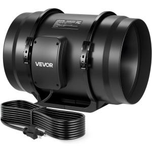 VEVOR Inline Duct Fan, 6-Inch 400 CFM with Variable Speed Controller, Quiet AC-Motor Ventilation Exhaust Fan for Cooling Booster, Grow Tents, Hydroponics(8″ Inline Fan)