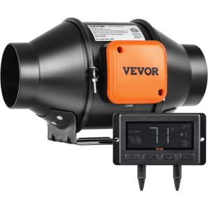 VEVOR Inline Duct Fan, 8-Inch 807 CFM with Temperature Humidity Controller, Quiet EC-Motor Ventilation Exhaust Fan for Cooling Booster, Grow Tents, Hydroponics(4 Inch)