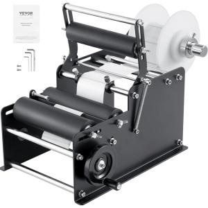 VEVOR Manual Round Labeling Machine, 15-20pcs/min, Applicator for Round Bottles, Adjustable for 0.78-4.72 inch Diameter (with Pressing Bar)(Round Labeling)