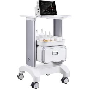 VEVOR Medical Trolley Storage Cart with Removable Drawer, Rolling Lab Tray Cart with Wheels for Ultrasound, Dental Clinic, Lab, Beauty Salon, Office(2 Tiers / Removable Drawer)