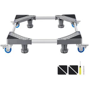 VEVOR Mini Fridge Stand, 16’’-25” Adjustable Dolly Washing Machine Stand Base with 4 Strong Feet, 4 Locking Swivel Wheels, Furniture Mover Mobile Base for Washing Machine, Washer and Dryer(16-25inch)
