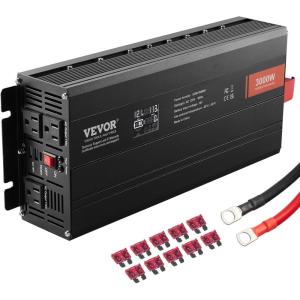VEVOR Modified Sine Wave Inverter, 1500W, DC 12V to AC 120V Power Inverter with 2 AC Outlets 2 USB Port 1 Type-C Port 6 Spare Fuses, for Small Home Devices Like Smartphone Laptop, CE FCC Certified(3000 Watt)