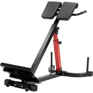 VEVOR Multi-Functional Weight Bench for Full Body Workout, Roman Chair Hyperextension Bench, Adjustable & Foldable Equipment for Back Arm Core Ab Workout, Sit Up Exercise Machine for Home Gym(Black+Red Hyperextension Bench 350LB)