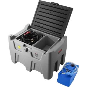 VEVOR New Portable Diesel Tank, 58 Gallon Capacity & 10 GPM Flow Rate, Diesel Fuel Tank with 12V Electric Transfer Pump and 13.1ft Rubber Hose, PE Diesel Transfer Tank for Easy Fuel Transportation(Grey)