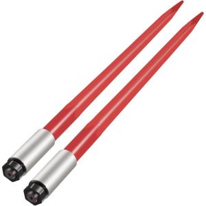 VEVOR Pair Hay Spear 39″ Bale Spear 3000 lbs Capacity, Bale Spike Quick Attach Square Hay Bale Spears 1 3/4″, Red Coated Bale Forks, Bale Hay Spike with Hex Nut & Sleeve for Buckets Tractors Loaders