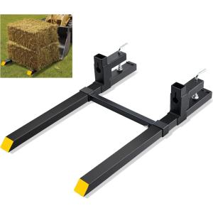 VEVOR Pallet Forks, 2000 Lbs Clamp on Pallet Forks 43″ Total Length, Tractor Bucket Forks with Adjustable Stabilizer Bar, Heavy Duty Pallet Forks for Tractor Attachments, Skid Steer, Loader Bucket
