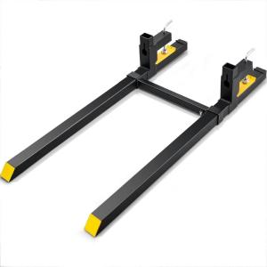 VEVOR Pallet Forks, 2000 lbs Clamp on Pallet Forks, 60″ Total Length Heavy Duty Pallet Forks with Adjustable Stabilizer Bar, Tractor Bucket Forks for Tractor Attachments, Skid Steer, Loader Bucket(60 inch)