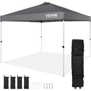 VEVOR Patio Gazebo for 6-8 Person, 10 x 10 FT Backyard Gazebo, with Mosquito Netting, Metal Frame, and PU Coated 180G Polyester, Outdoor Canopy Shelter for Patio, Backyard, Lawn, Garden, Deck(Gray)