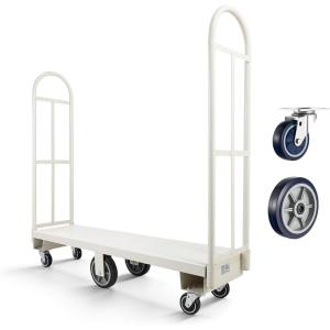 VEVOR Platform Truck, 2000 lbs Capacity Steel Flatbed Cart, 47″ Length x 24″ Width x 32″ Height Flat Dolly, Hand Trucks with 5″ Nylon Casters, Heavy-Duty Utility Push Carts for Luggage Moving(2000 LBS – U-Boat)