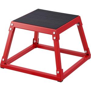 VEVOR Plyometric Jump Box, 18 Inch Plyo Box, Steel Plyometric Platform and Jumping Agility Box, Anti-Slip Fitness Exercise Step Up Box for Home Gym Training, Conditioning Strength Training(Red)