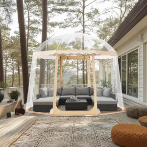 VEVOR Pop up Bubble Tent, 15 x 13.8 ft Waterproof & UV-Resistant, Clear Camping Tent Shelter, Outdoor Garden Dome Igloo Tents with Windows, 540° Panoramic View, for 12-15 Persons Patio Backyard(Transparent 10ft Bubble Tent for 4-8 Person)
