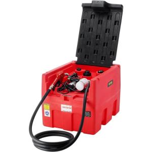 VEVOR Portable Diesel Tank, 116 Gallon Capacity & 10 GPM Flow Rate, Diesel Fuel with 12V Electric Transfer Pump and 13.1ft Rubber Hose, PE Transfer Tank for Easy Fuel Transportation, Gray(Red2)